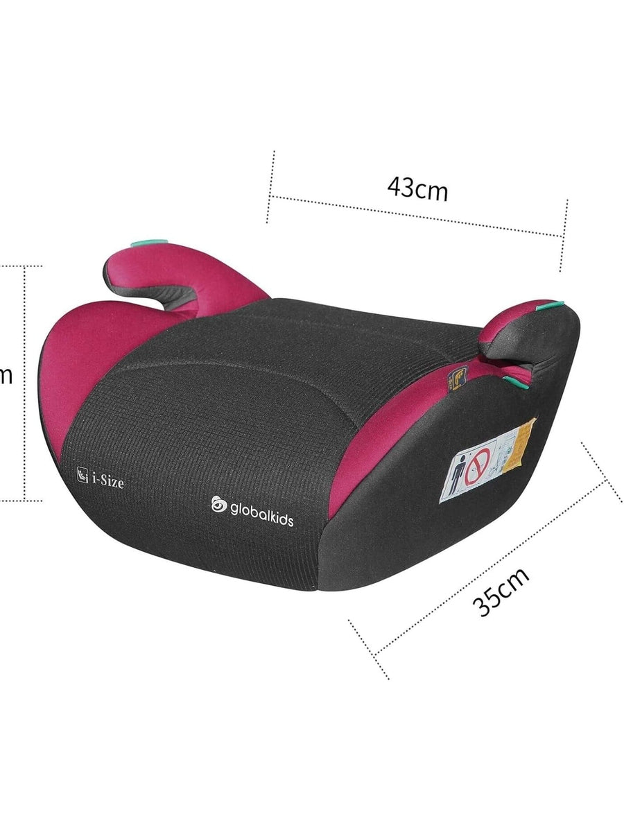 Globalkids I-Size Booster Car Seat - 125-150cm, Child Booster Seat, Comfortable Red/Black