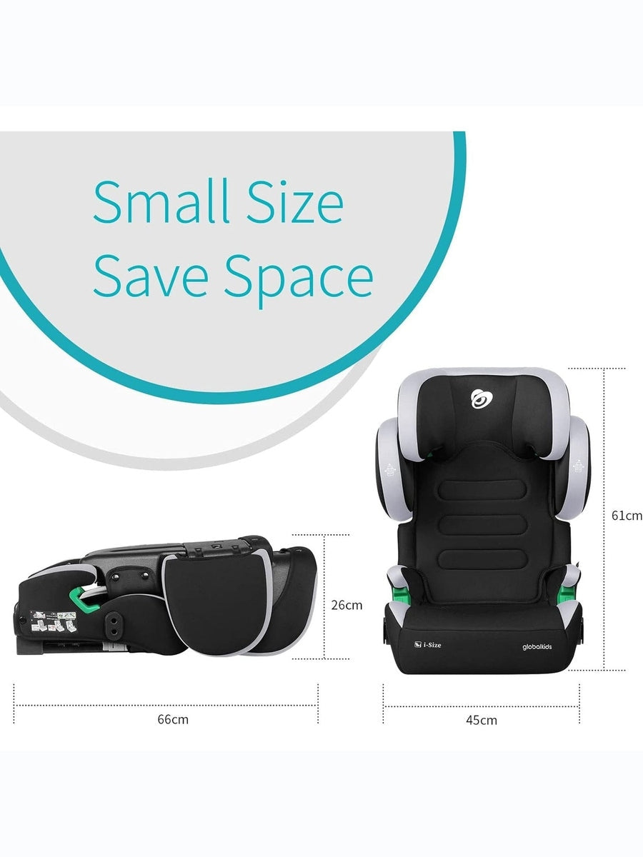 Globalkids Toddler i-Size High Back Booster Car Seat ISOFIX Black