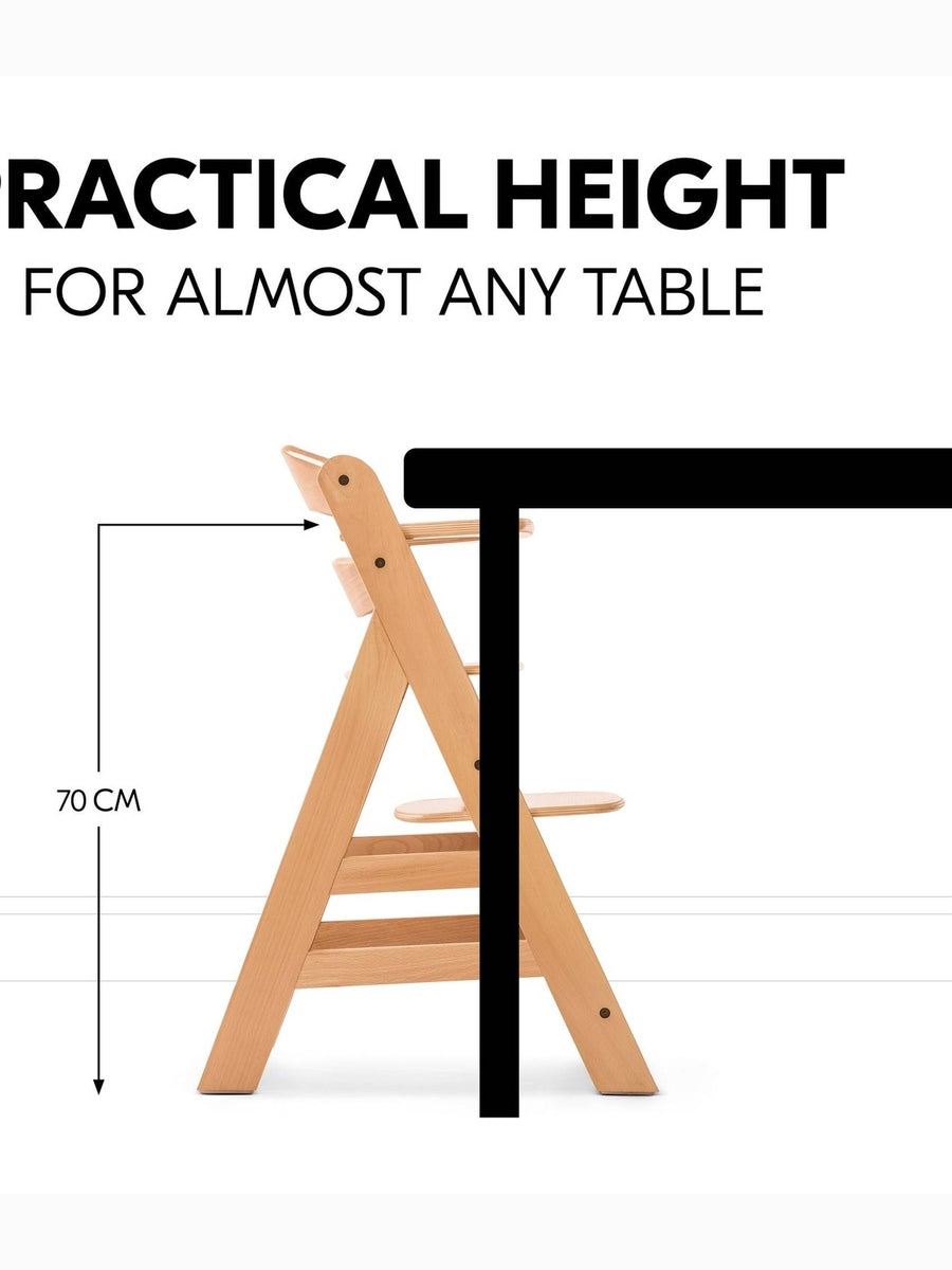 Hauck Alpha+ Economy High Chair Bundle - Wooden High Chair - Beech Natural