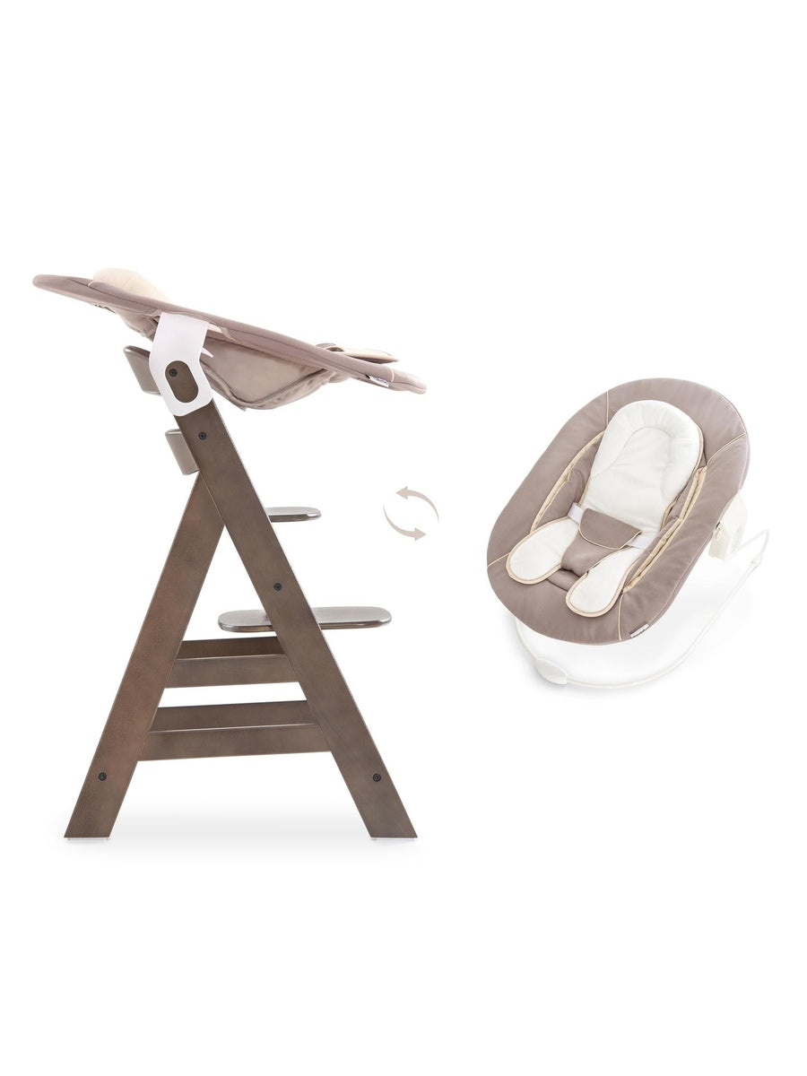 Hauck Alpha+ Economy High Chair Bundle - Wooden High Chair - Beech Natural