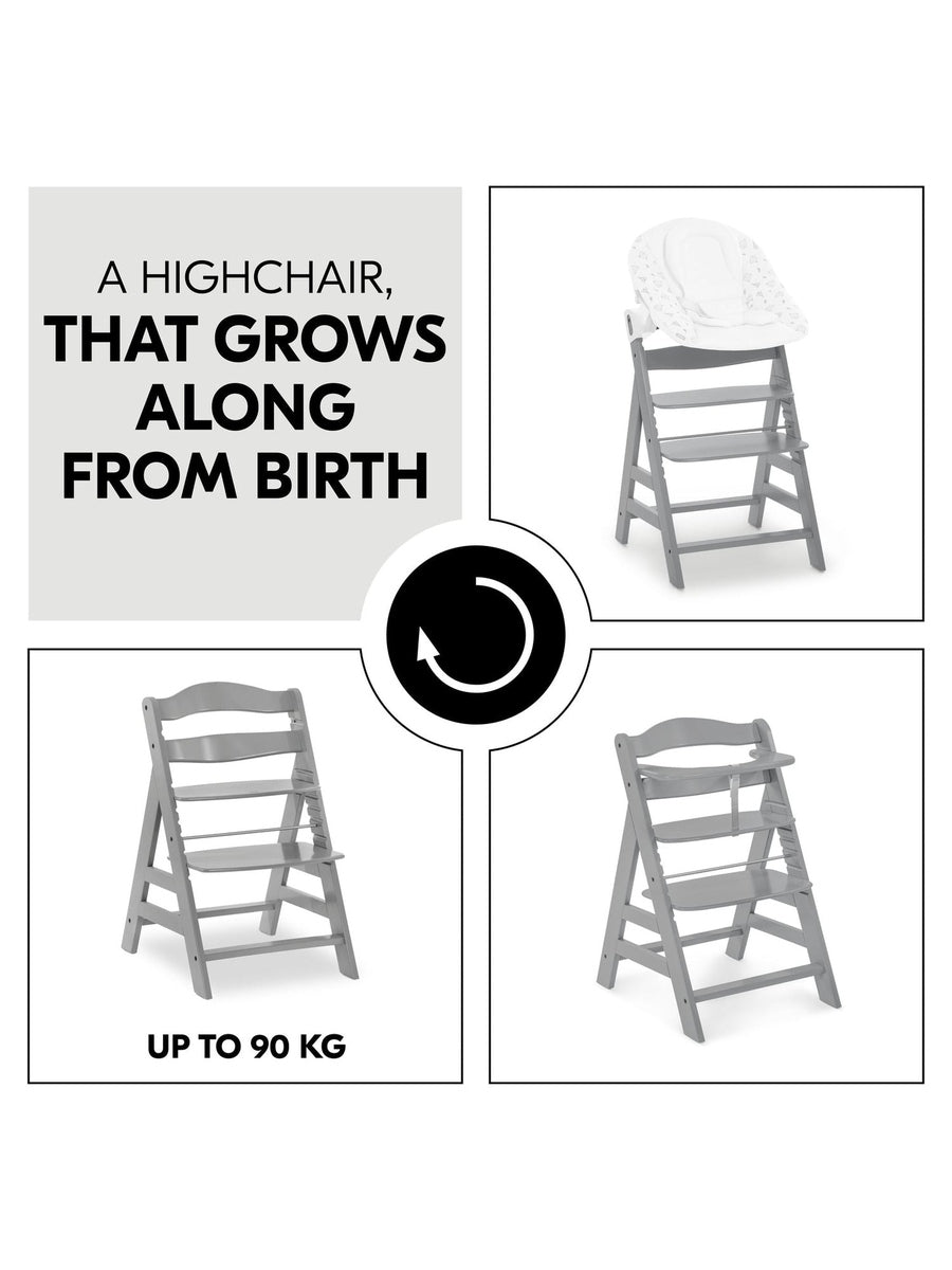 Hauck Alpha+ Premium Bundle Grey High Chair - Beech Grey