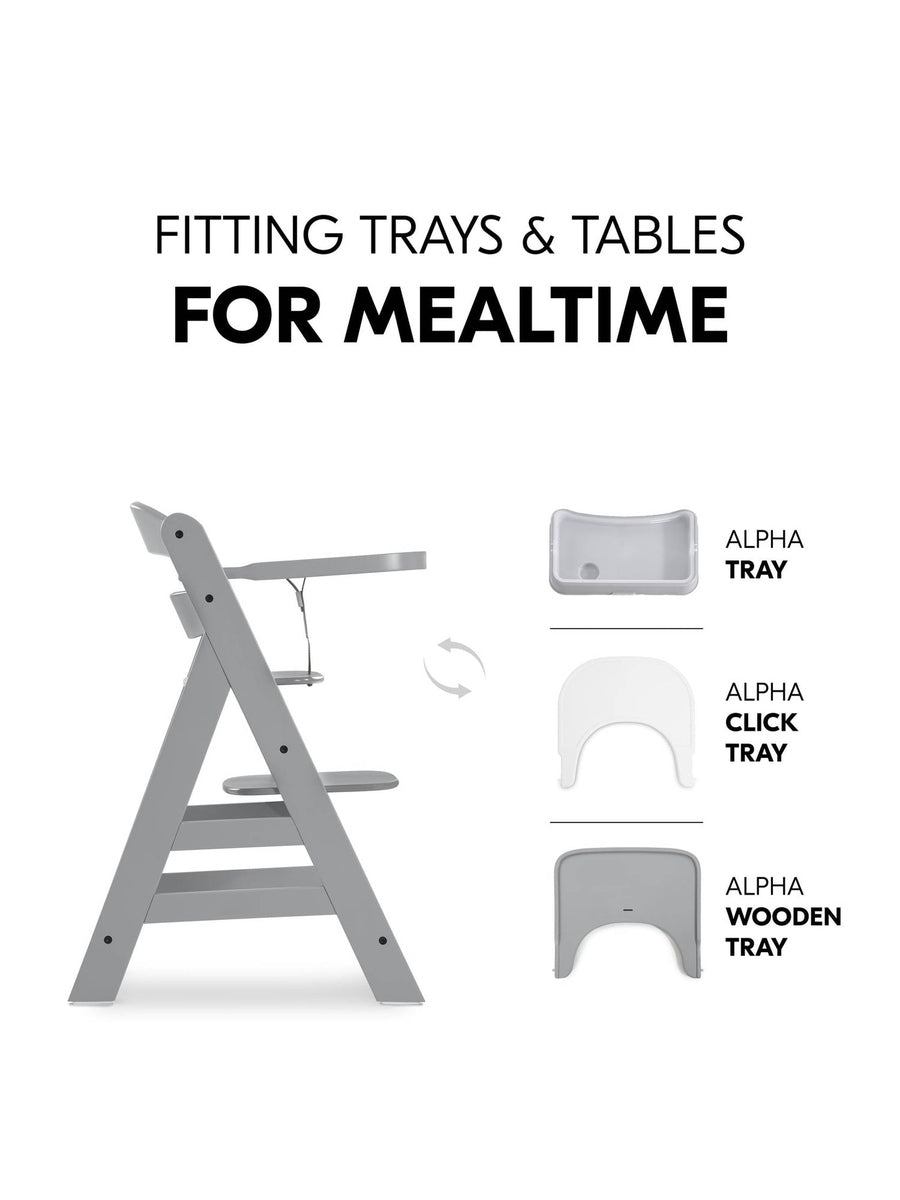 Hauck Alpha+ Premium Bundle Grey High Chair - Beech Grey
