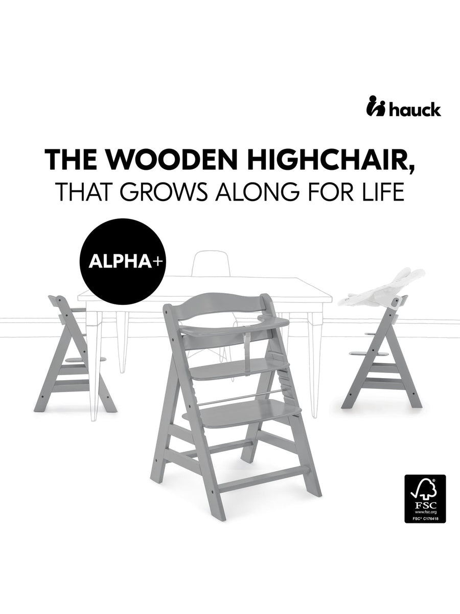 Hauck Alpha+ Premium Bundle Grey High Chair - Beech Grey