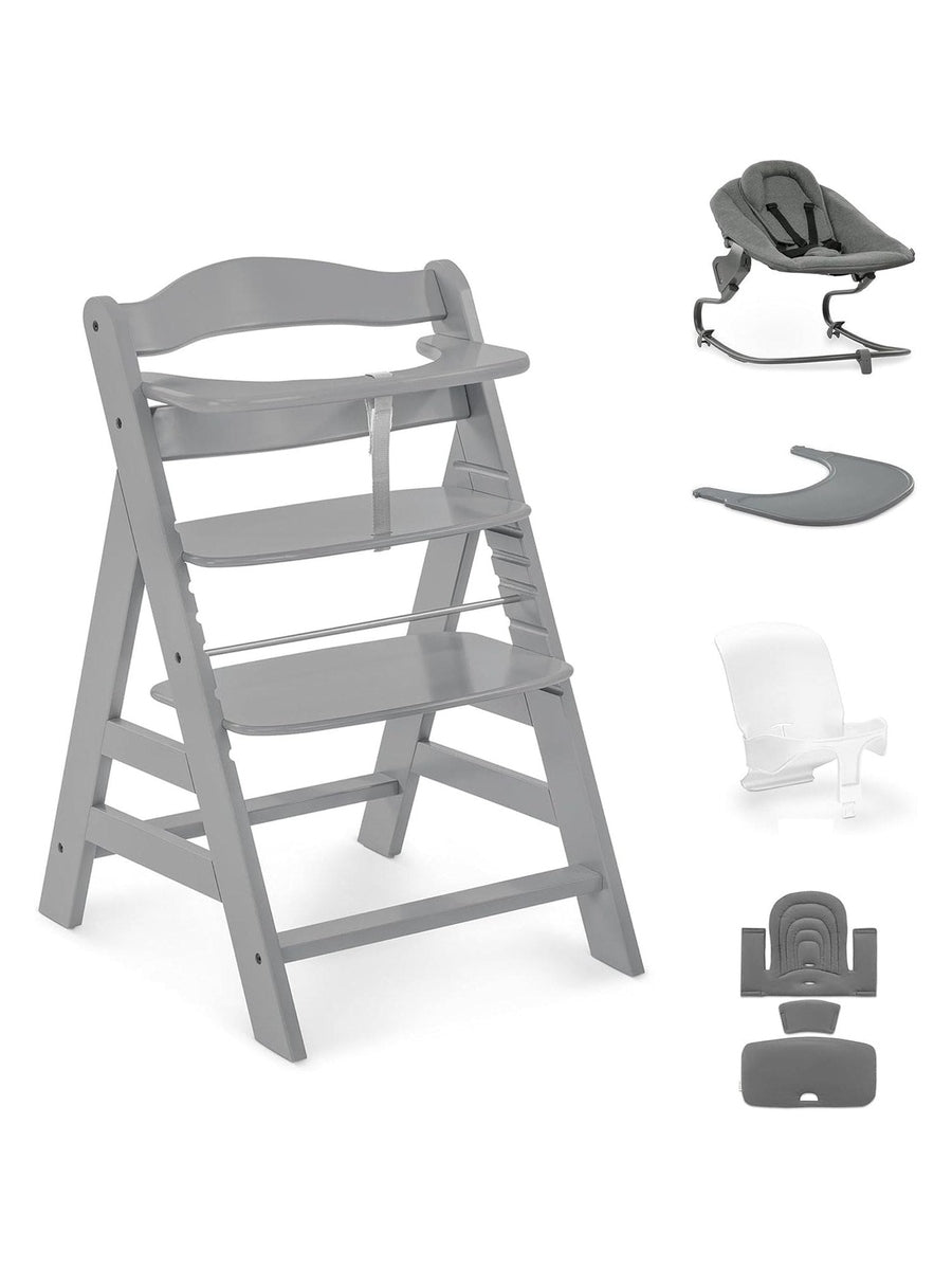 Hauck Alpha+ Premium Bundle Grey High Chair - Beech Grey