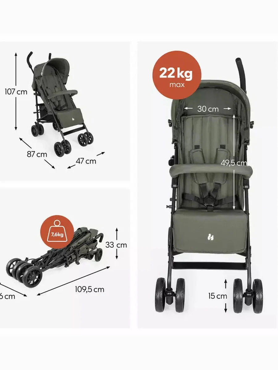 Hauck Fold N Care Pushchair – Black Lightweight Travel Stroller