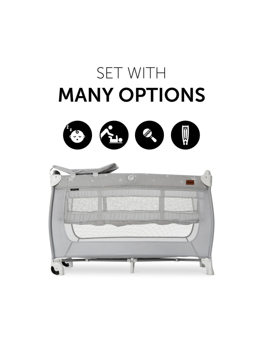 Hauck Sleep N Play Center - Travel Cot & Playpen - Grey Stars