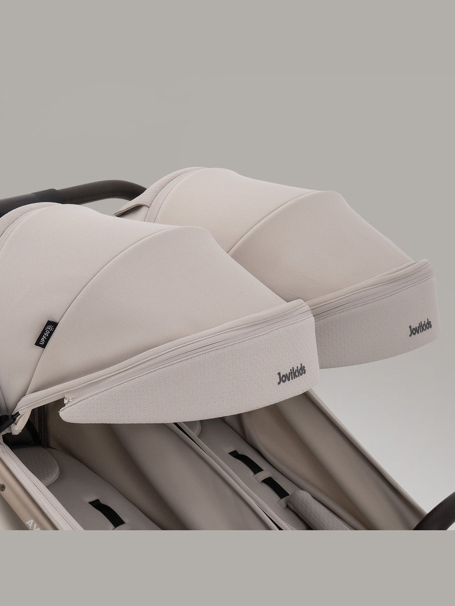 JoviKids Ayla Twin Pushchair – Lightweight Double Stroller with Compact Fold Beige