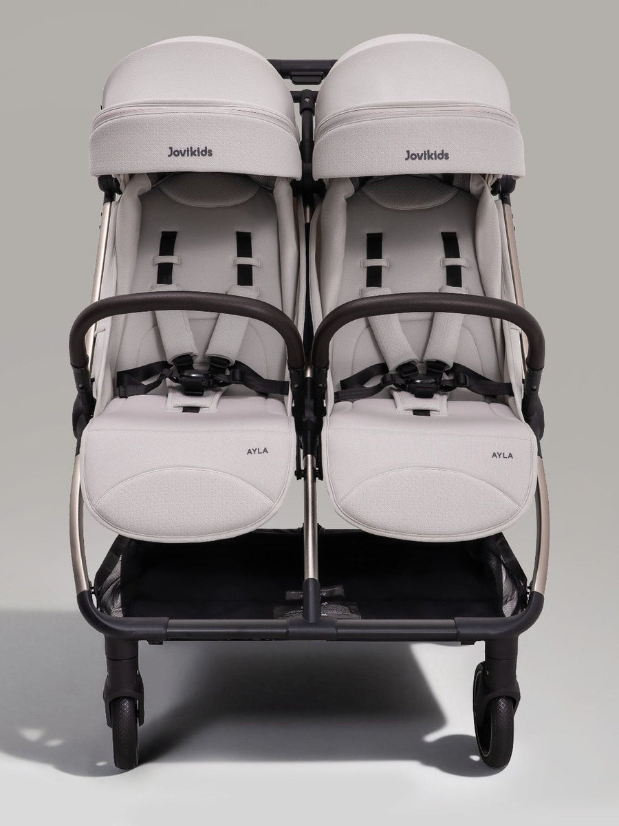 JoviKids Ayla Twin Pushchair – Lightweight Double Stroller with Compact Fold Beige