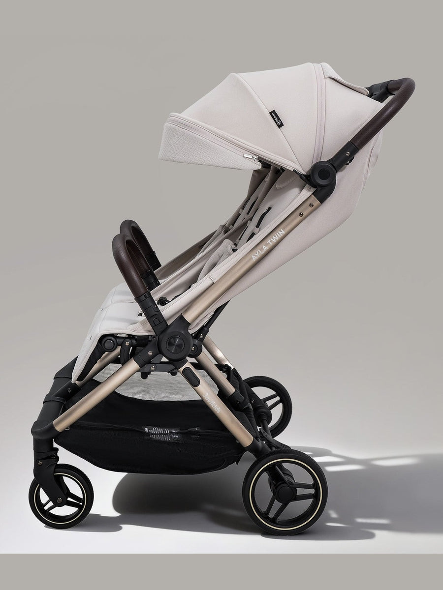 JoviKids Ayla Twin Pushchair – Lightweight Double Stroller with Compact Fold Beige