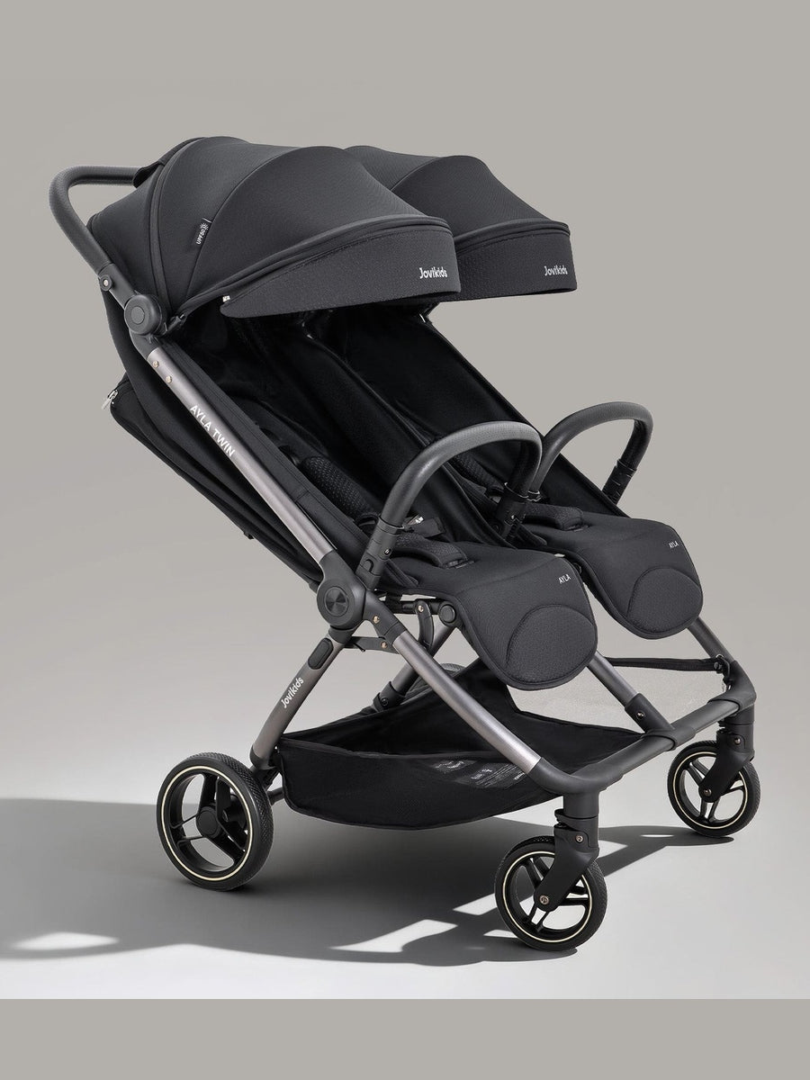 JoviKids Ayla Twin Pushchair – Lightweight Double Stroller with Compact Fold Black