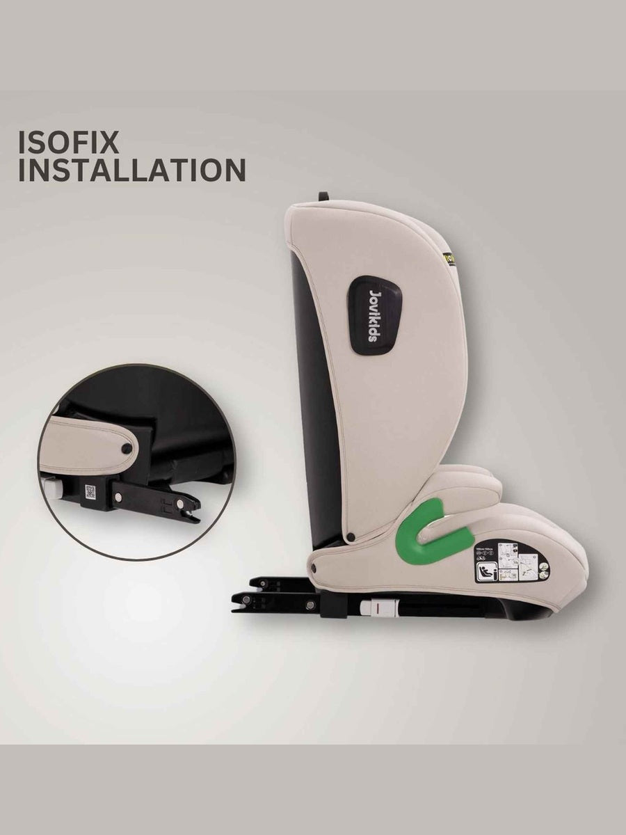 JoviKids Leon ISOFIX Booster Car Seat R129 i-Size Group 2/3 (15 Months to 12 Years) Milkstone