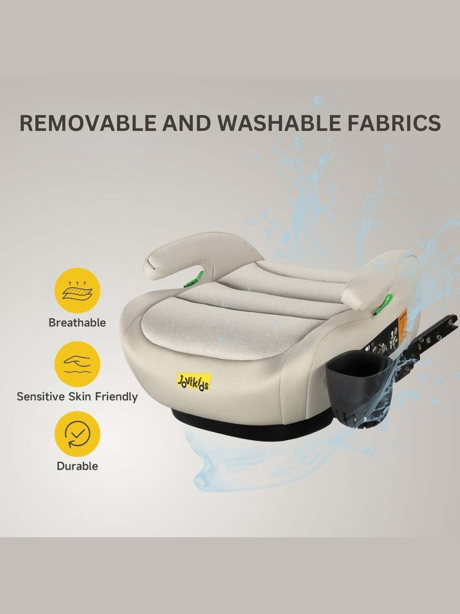 JoviKids Ohho+ i-Size Booster Seat with ISOFIX and Cup Holder (6–12 Years) - Milkstone