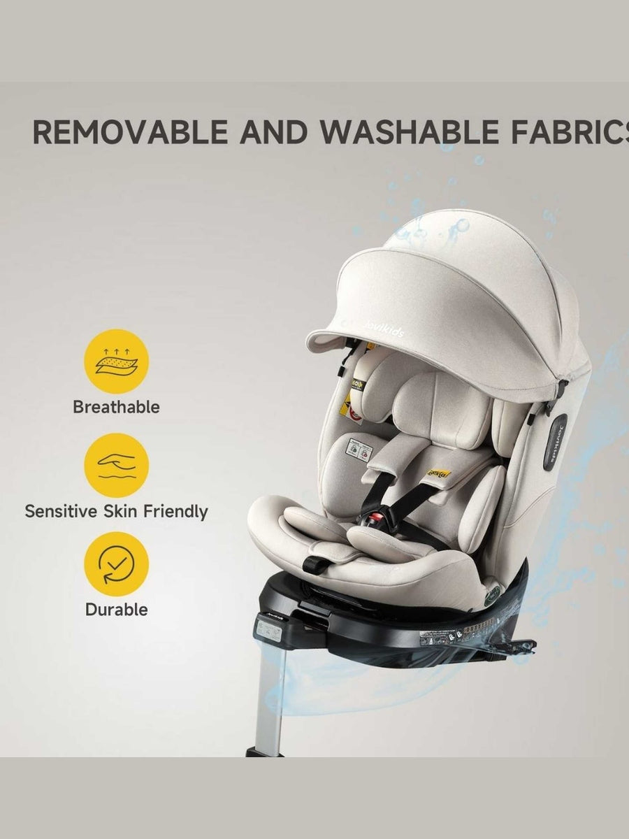 JoviKids Ranger 2 i-Size Car Seat with Leg Extension Cushion - Milkstone