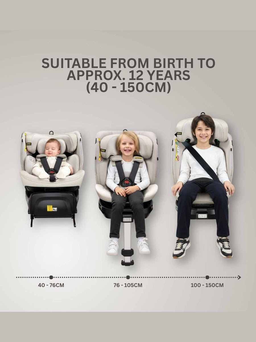 JoviKids Ranger 2 i-Size Car Seat with Leg Extension Cushion - Milkstone