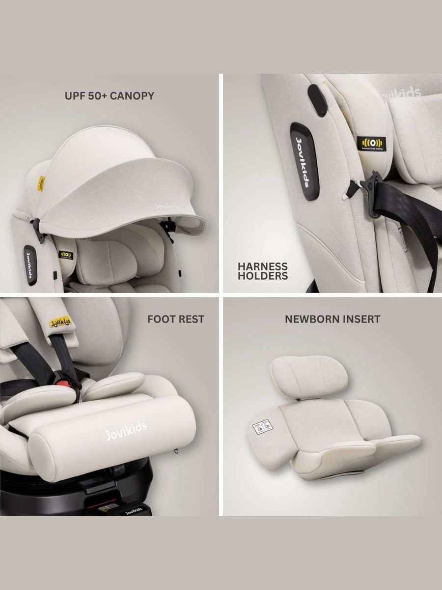JoviKids Ranger 2 i-Size Car Seat with Leg Extension Cushion - Milkstone