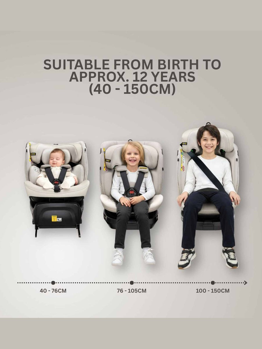 JoviKids Ranger TT 360 Spin ISOFIX Car Seat R129 i-Size (Birth to 12 Years) Milkstone