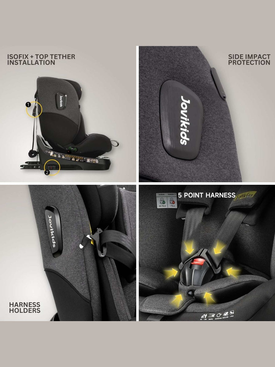 JoviKids Ranger TT Spin 360 Car Seat with ISOFIX - R129 i-Size (Birth to 12 Years) in Twilight