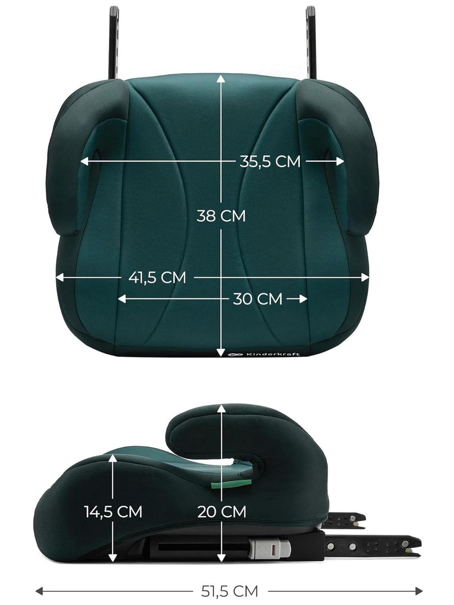 Kinderkraft I-boost Car Seat, I-size, 135-150cm, Baby Seat, Booster Seat Green