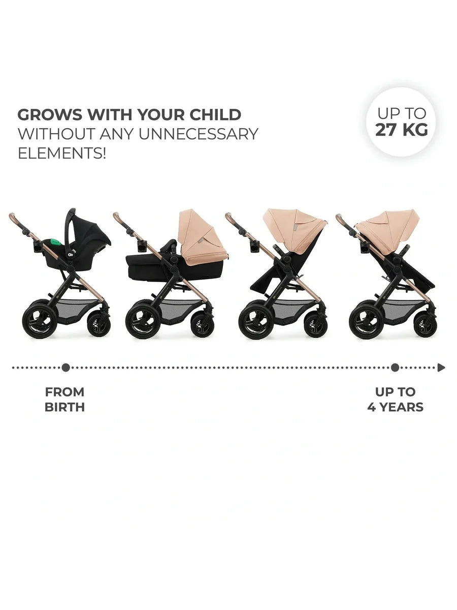 Kinderkraft Moov 2 3-in-1 Travel System with Mink Pro i-Size Car Seat – Sand Beige