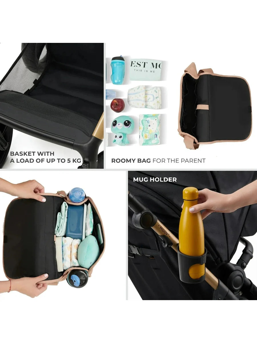 Kinderkraft Moov 2 3-in-1 Travel System with Mink Pro i-Size Car Seat – Sand Beige