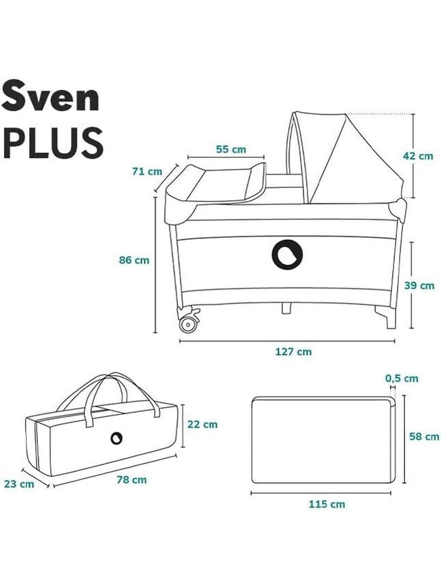 Lionelo Sven Plus 2-in-1 Travel Cot & Portable Baby Zone (0–36 Months)