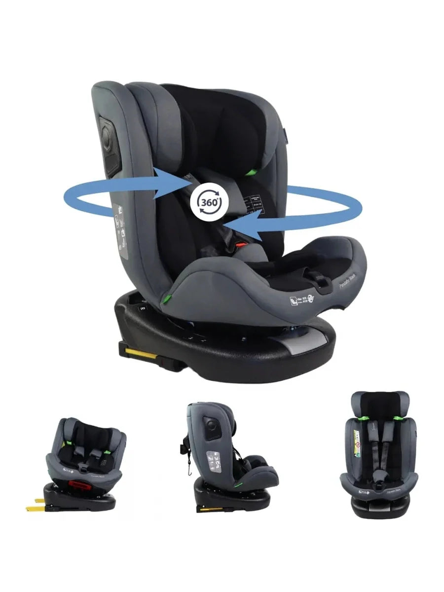 Mobiclinic Pandafix Car Seat – 360° Rotating, i-Size, Isofix, 0–12 Years (0–36 kg, 40–150 cm)- Black