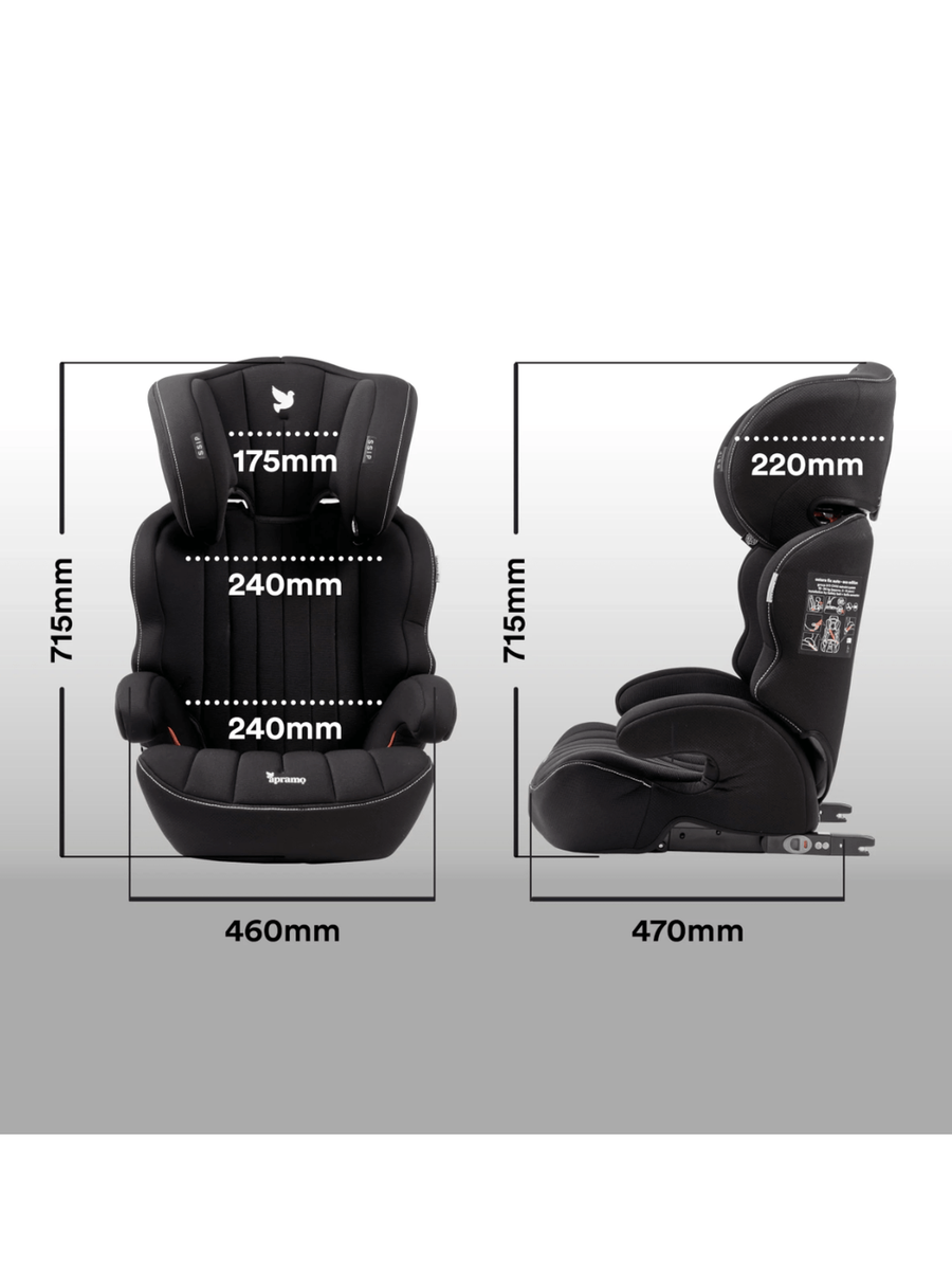 Apramo Ostara Fix High Back Booster Car Seat, Group 2/3 (3–12 Years) – Black Platinum