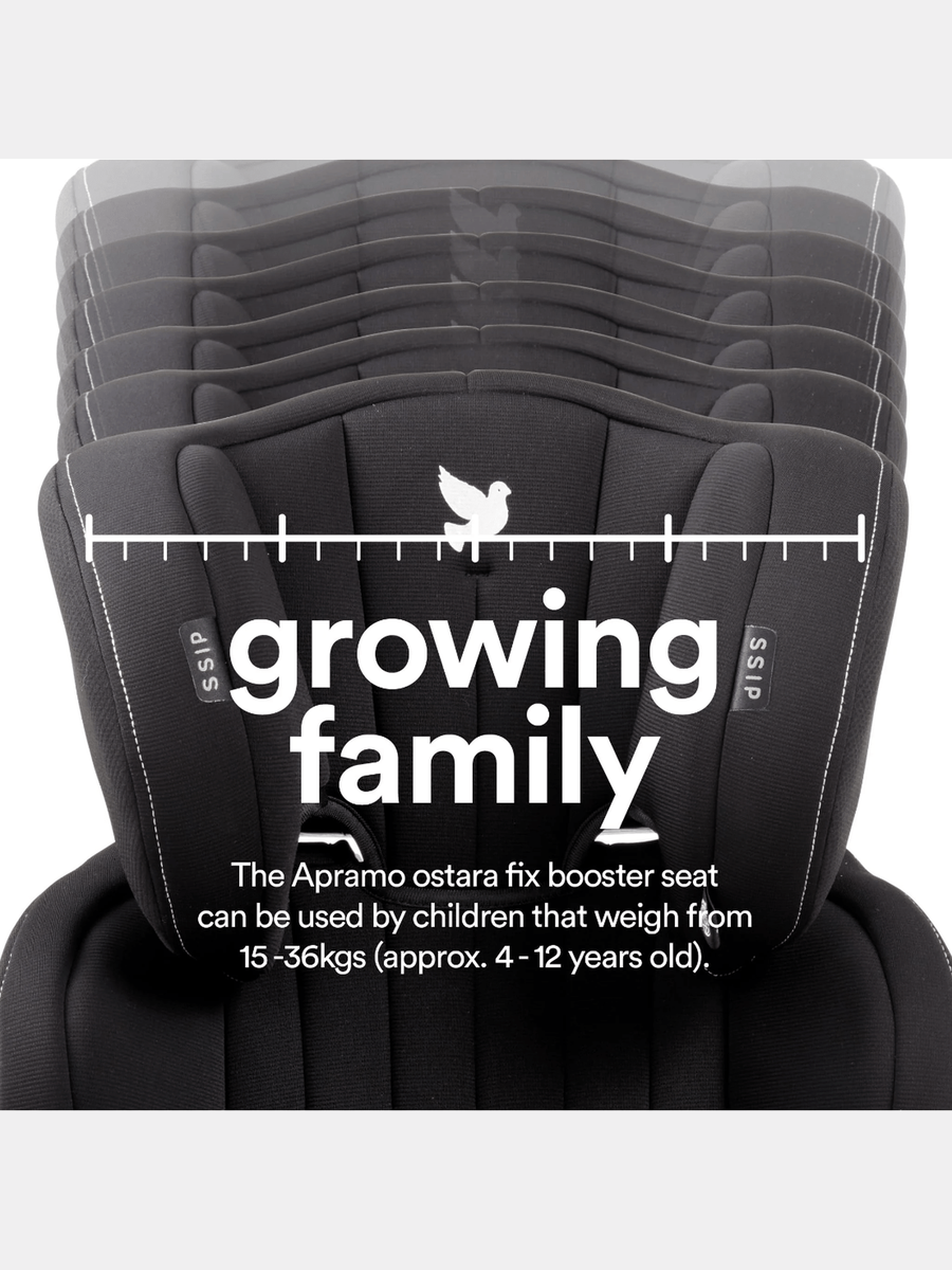 Apramo Ostara Fix High Back Booster Car Seat, Group 2/3 (3–12 Years) – Black Platinum