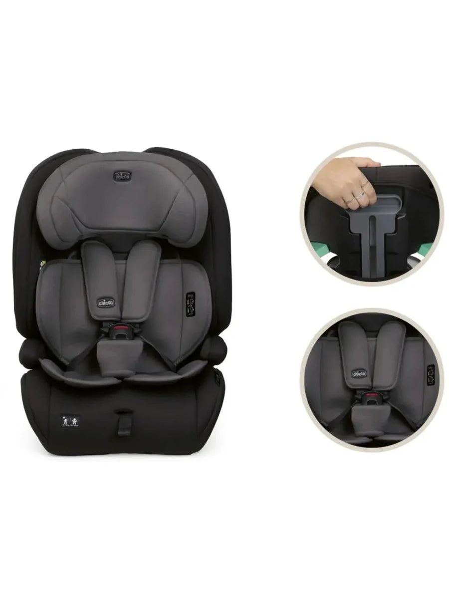 Chicco Gro-Up i-Size Car Seat (76–150cm) – Lightweight Belt-Fit Seat (15m–12y) Pure Black