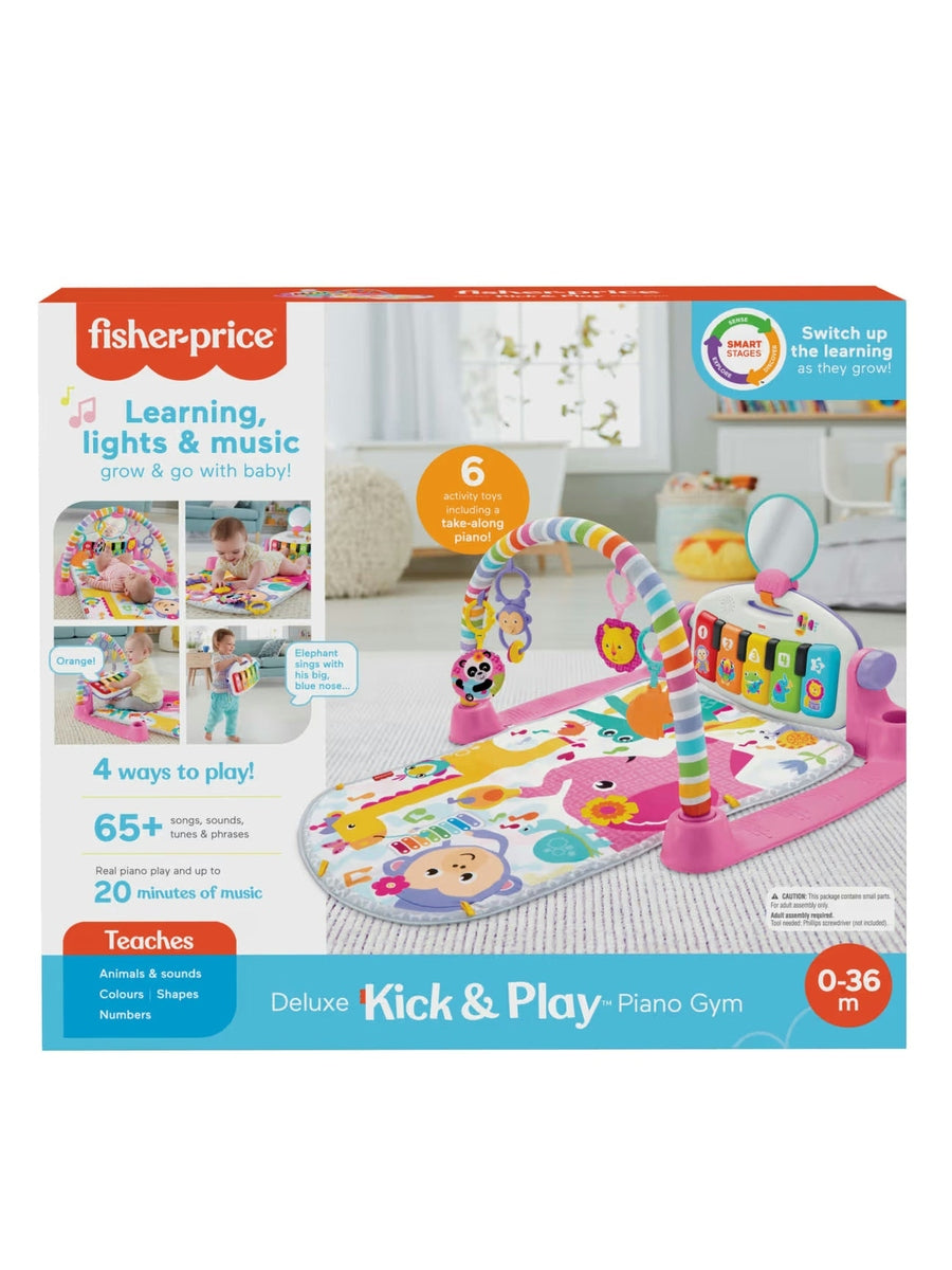 Fisher-Price Deluxe Kick & Play Piano Gym | Smart Stages Baby Play Mat with Lights, Music & 5 Toys