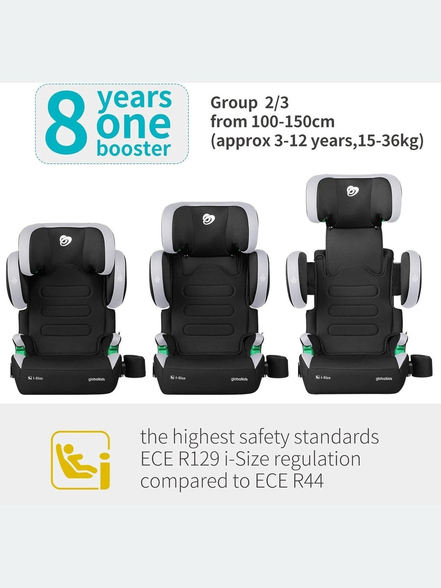 Globalkids Toddler i-Size High Back Booster Car Seat ISOFIX Black