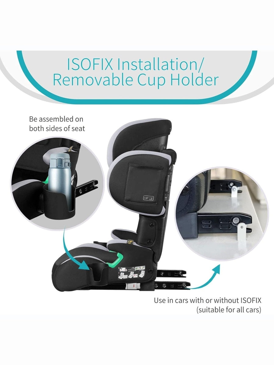 Globalkids Toddler i-Size High Back Booster Car Seat ISOFIX Black