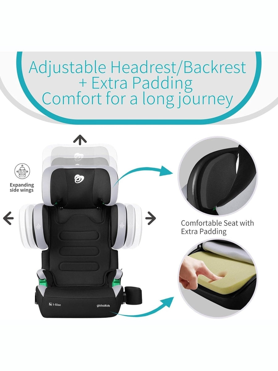 Globalkids Toddler i-Size High Back Booster Car Seat ISOFIX Black