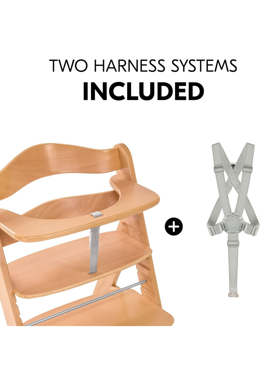 Hauck Alpha+ Economy High Chair Bundle - Wooden High Chair - Beech Natural