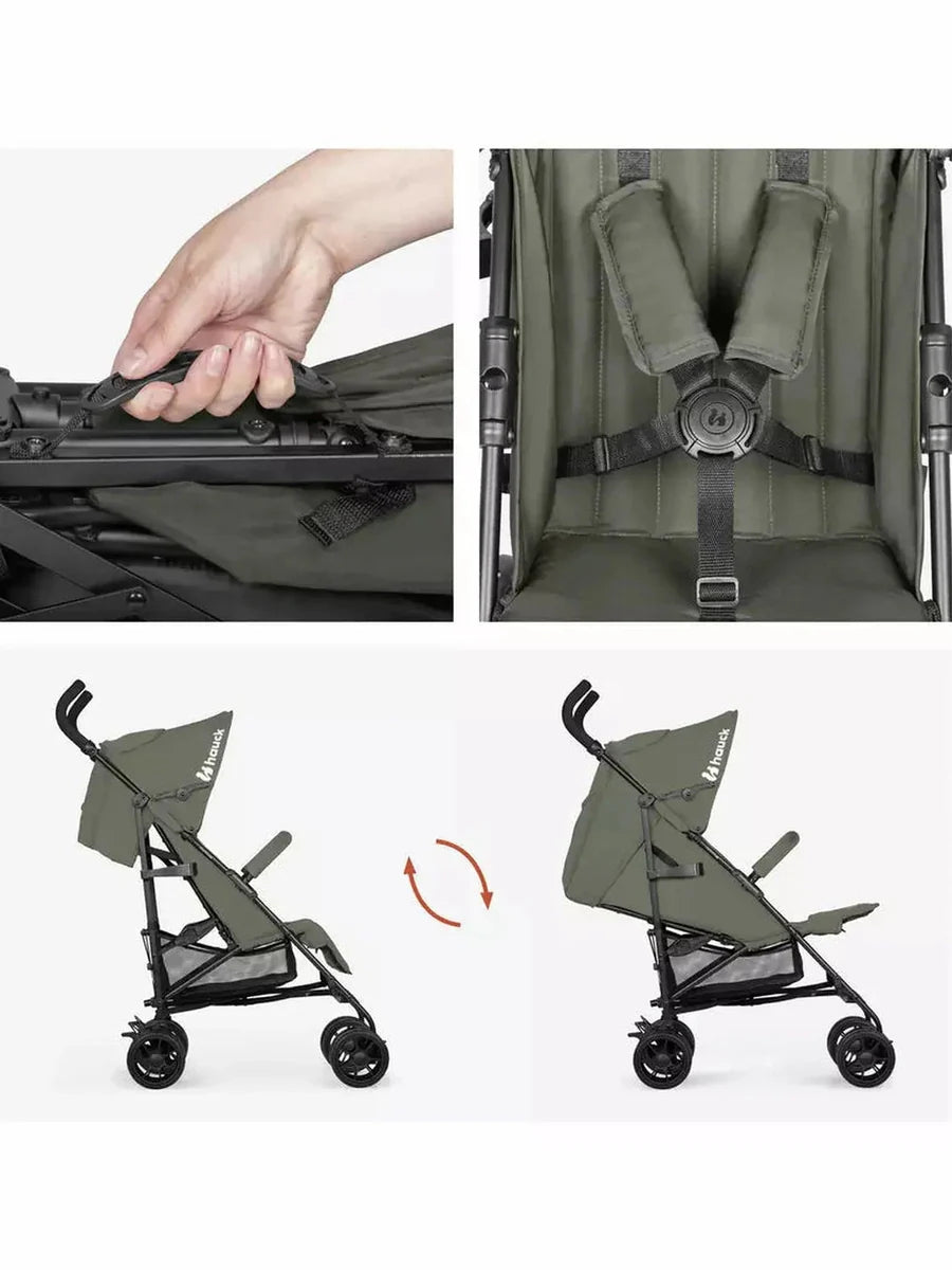 Hauck Fold N Care Pushchair – Black Lightweight Travel Stroller