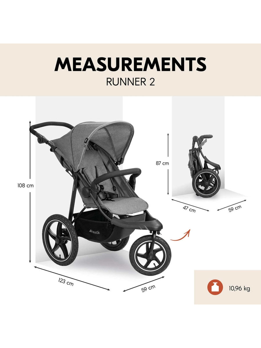 Hauck Runner 2 - All-Terrain Pushchair - Melange Grey