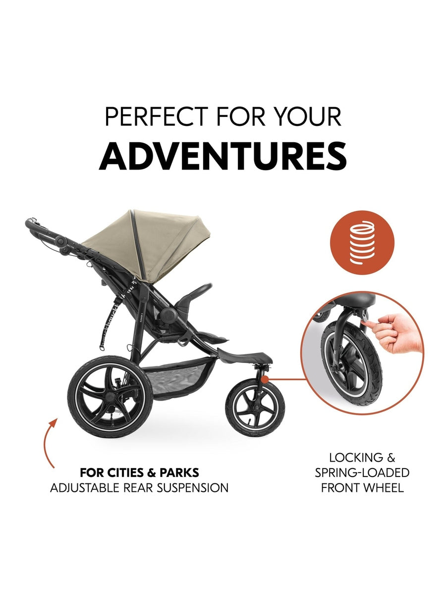 Hauck Runner 3 - All-Terrain Pushchair with Handbrake & Air Wheels - Olive