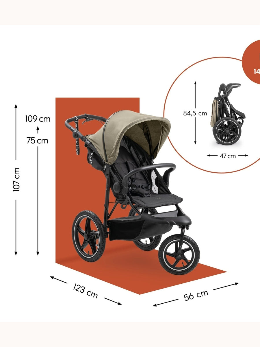 Hauck Runner 3 - All-Terrain Pushchair with Handbrake & Air Wheels - Olive
