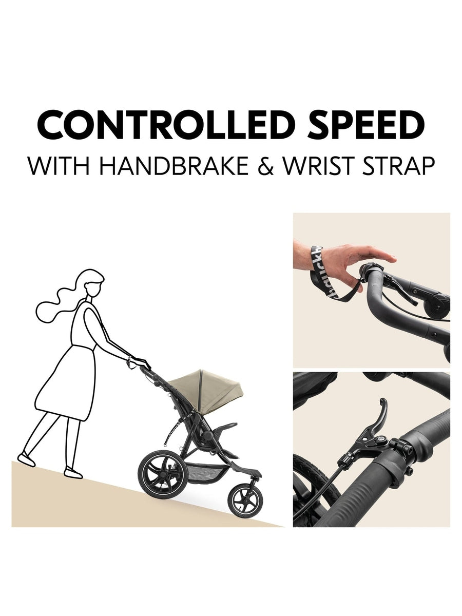Hauck Runner 3 - All-Terrain Pushchair with Handbrake & Air Wheels - Olive