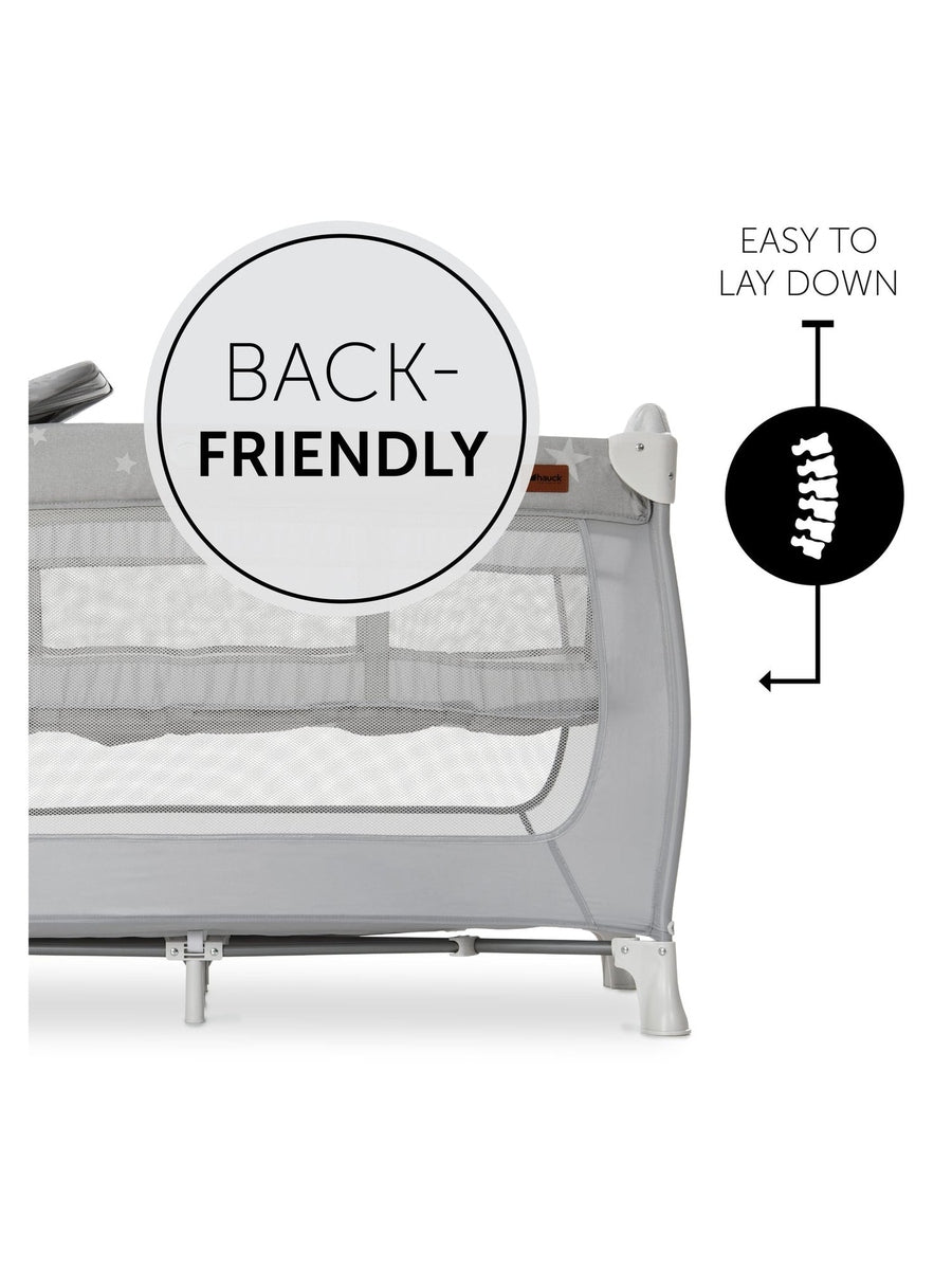 Hauck Sleep N Play Center - Travel Cot & Playpen - Grey Stars