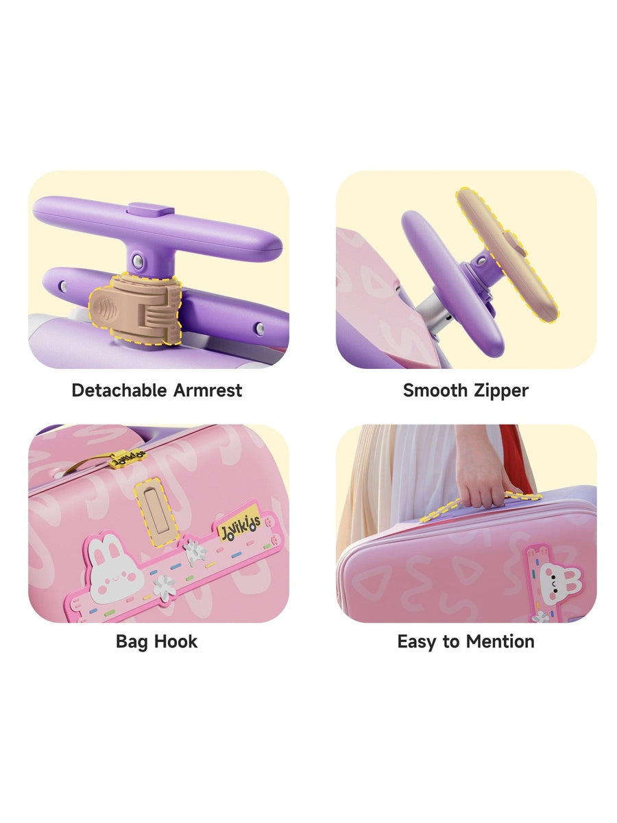 JoviKids 3-in-1 Ride On Luggage – JoyRide Kids Suitcase & Stroller - Pink