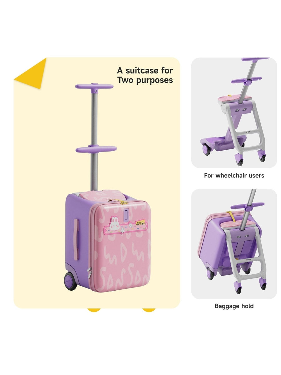 JoviKids 3-in-1 Ride On Luggage – JoyRide Kids Suitcase & Stroller - Pink