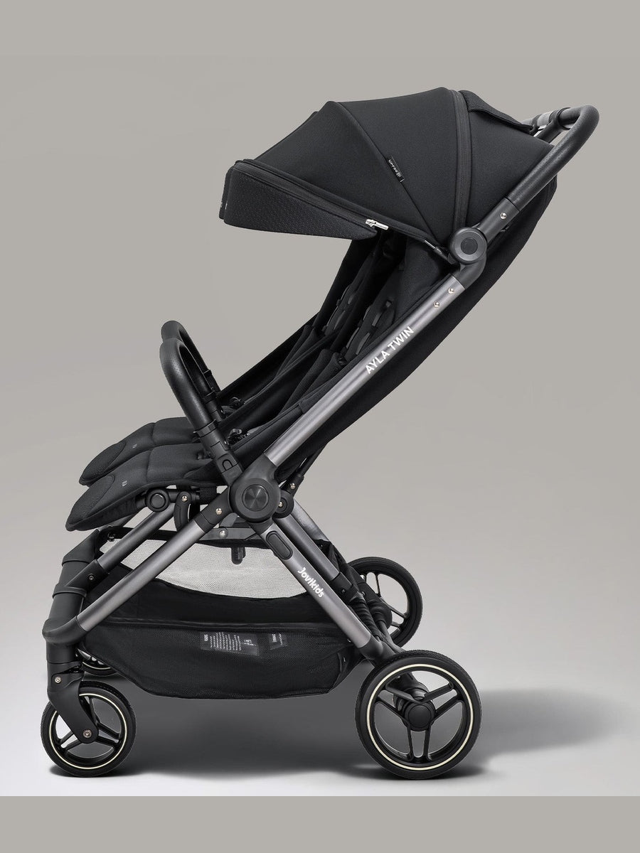 JoviKids Ayla Twin Pushchair – Lightweight Double Stroller with Compact Fold Black