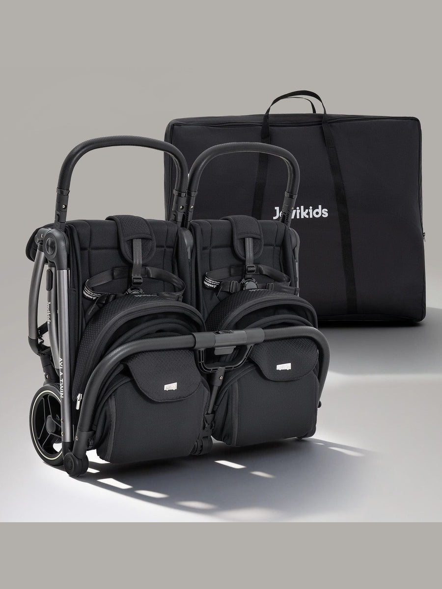 JoviKids Ayla Twin Pushchair – Lightweight Double Stroller with Compact Fold Black
