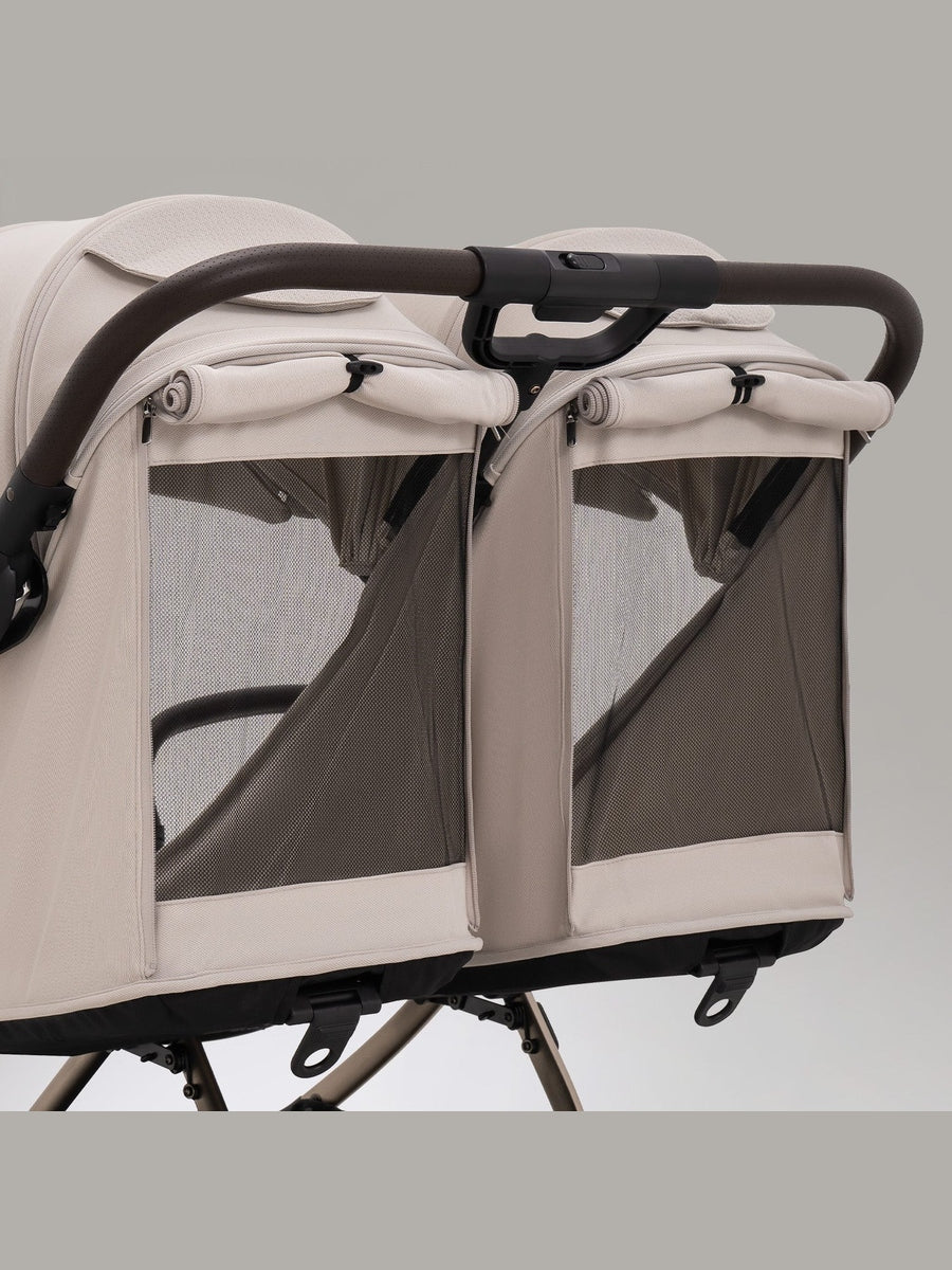 JoviKids Ayla Twin Pushchair – Lightweight Double Stroller with Compact Fold Beige