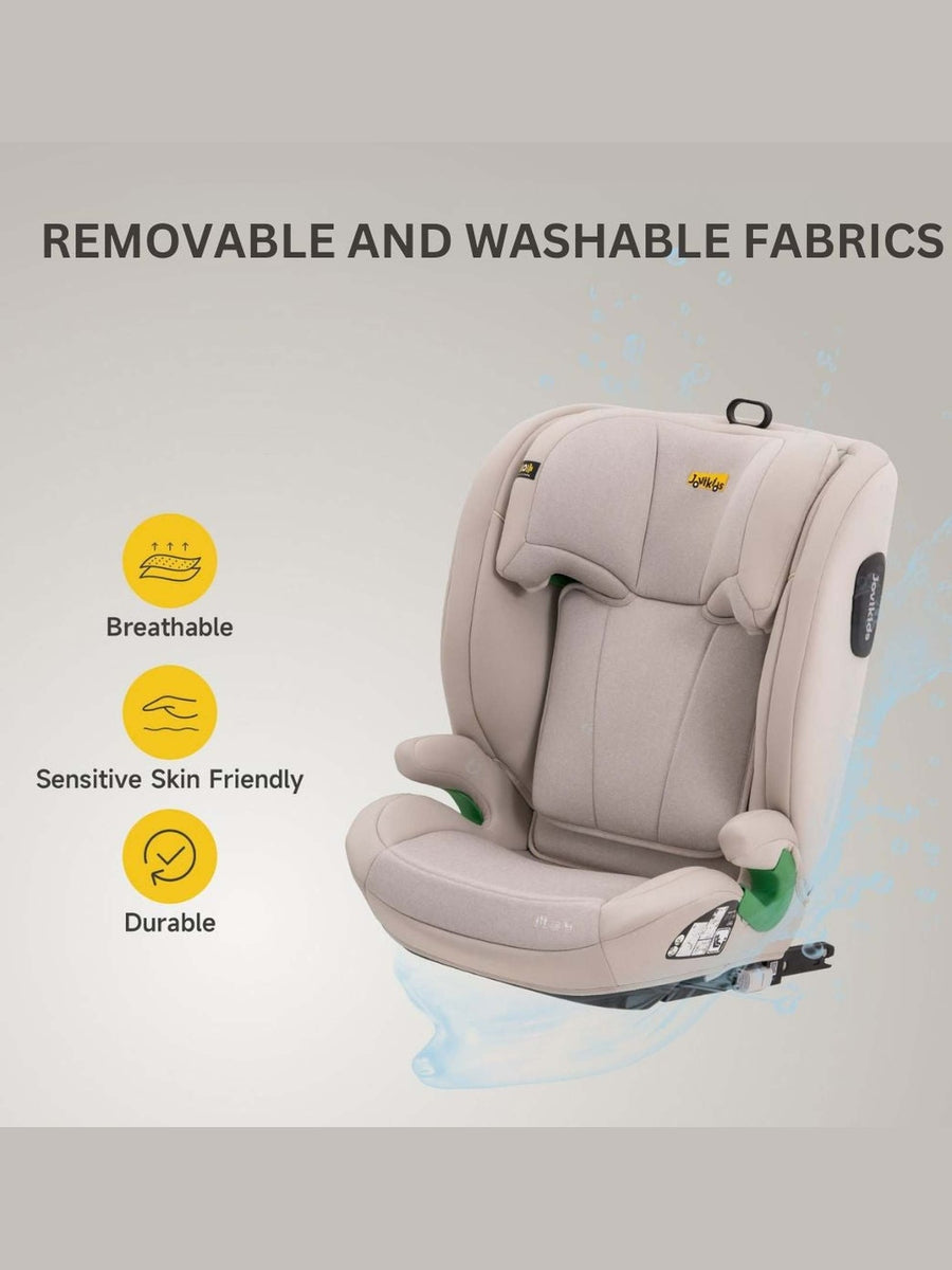 JoviKids Leon ISOFIX Booster Car Seat R129 i-Size Group 2/3 (15 Months to 12 Years) Milkstone