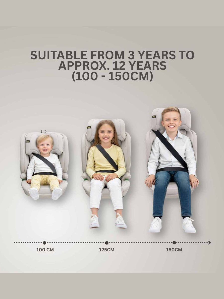 JoviKids Leon ISOFIX Booster Car Seat R129 i-Size Group 2/3 (15 Months to 12 Years) Milkstone