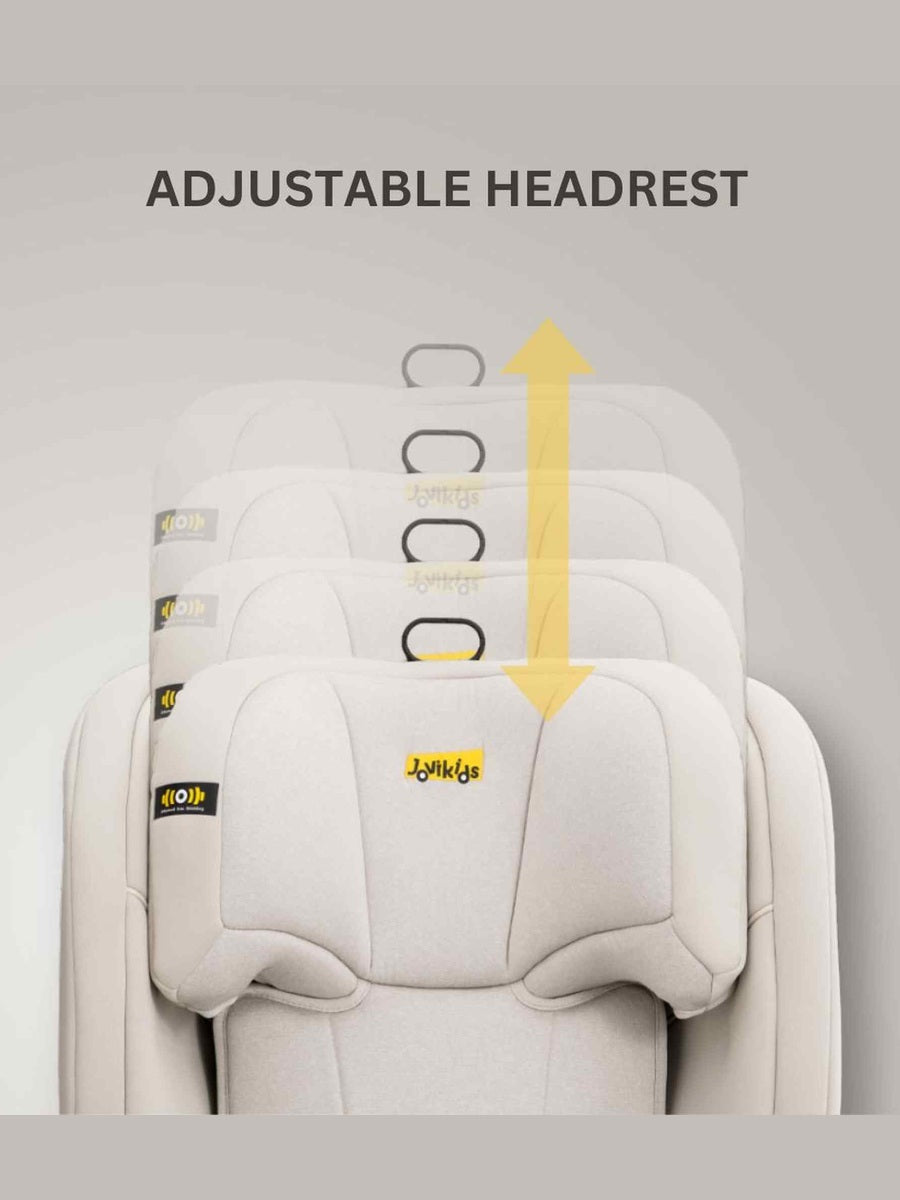 JoviKids Leon ISOFIX Booster Car Seat R129 i-Size Group 2/3 (15 Months to 12 Years) Milkstone
