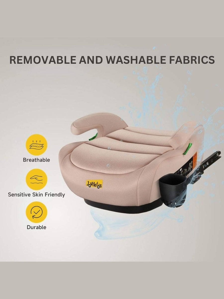 JoviKids Ohho+ i-Size Booster Seat for Car with ISOFIX and Cup Holder - Rosewood