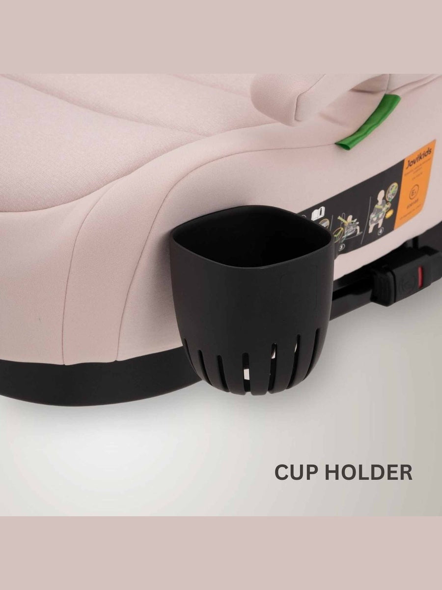 JoviKids Ohho+ i-Size Booster Seat for Car with ISOFIX and Cup Holder - Rosewood